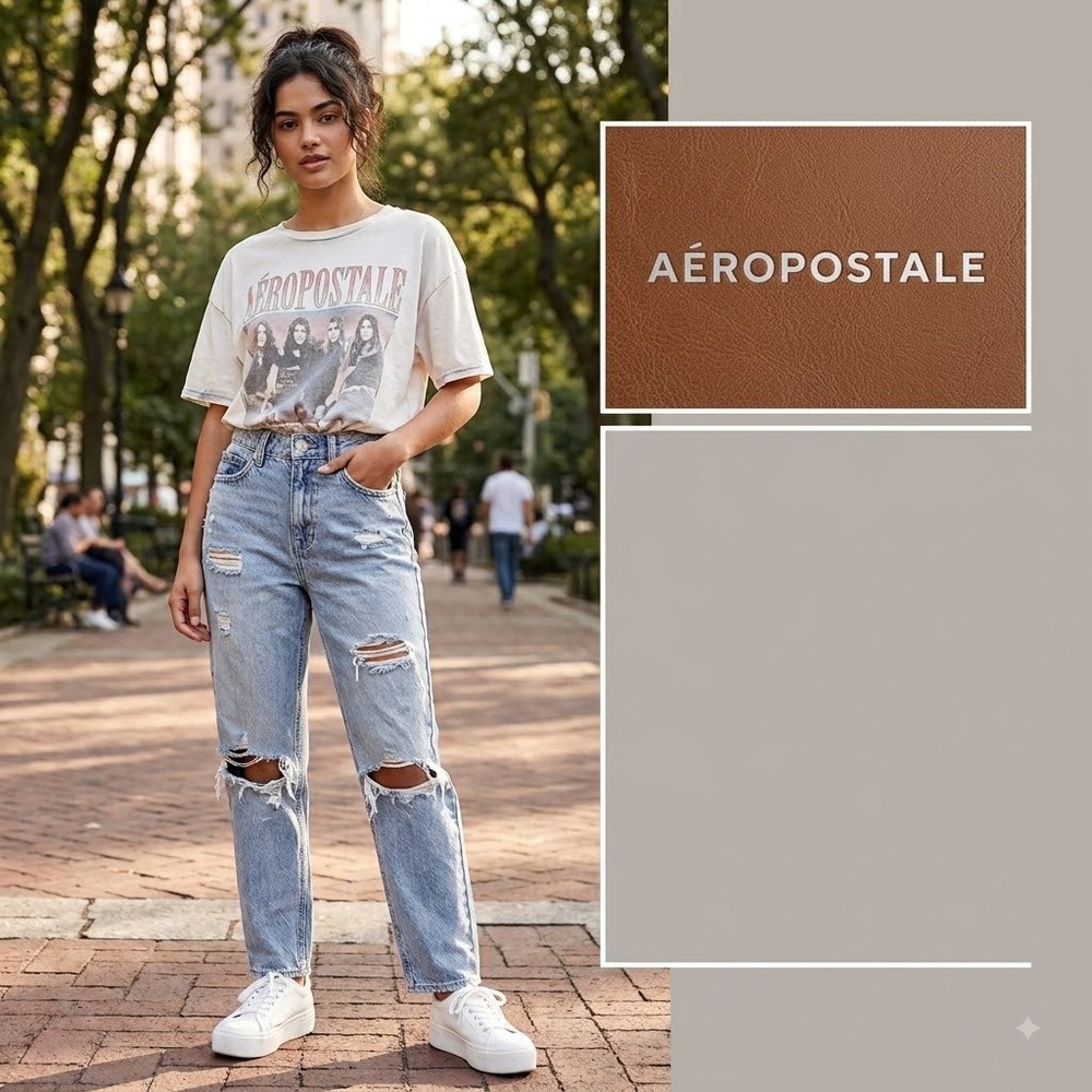Grunge Y2K Aeropostale Womens 000 Distressed Ripped Jeans Light Wash Denim